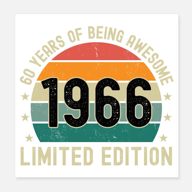 60 ans d’être génial 1966 Édition limitée - Poster 20 x 20 cm - blanc