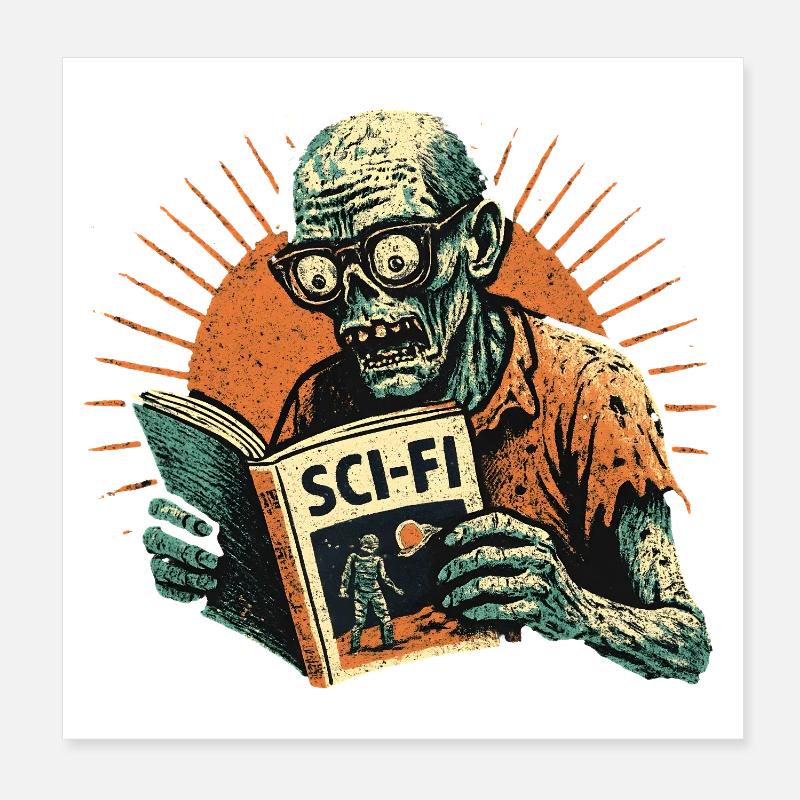 Zombie Retro SciFi Player Poster 8" x 8" (20x20 cm)