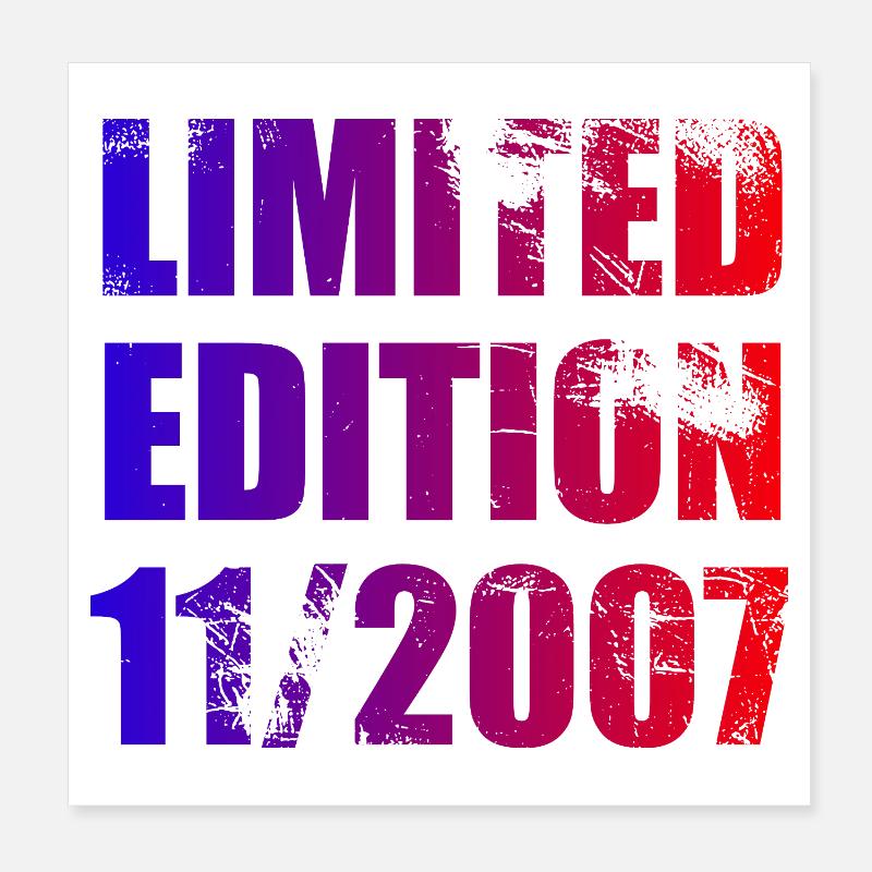 18. Geburtstag Limited Edition 11/2007 Poster 20x20 cm