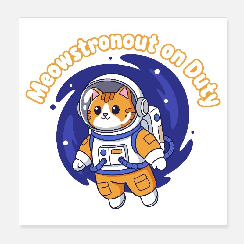 Meowstronaut On Duty Poster 8" x 8" (20x20 cm)