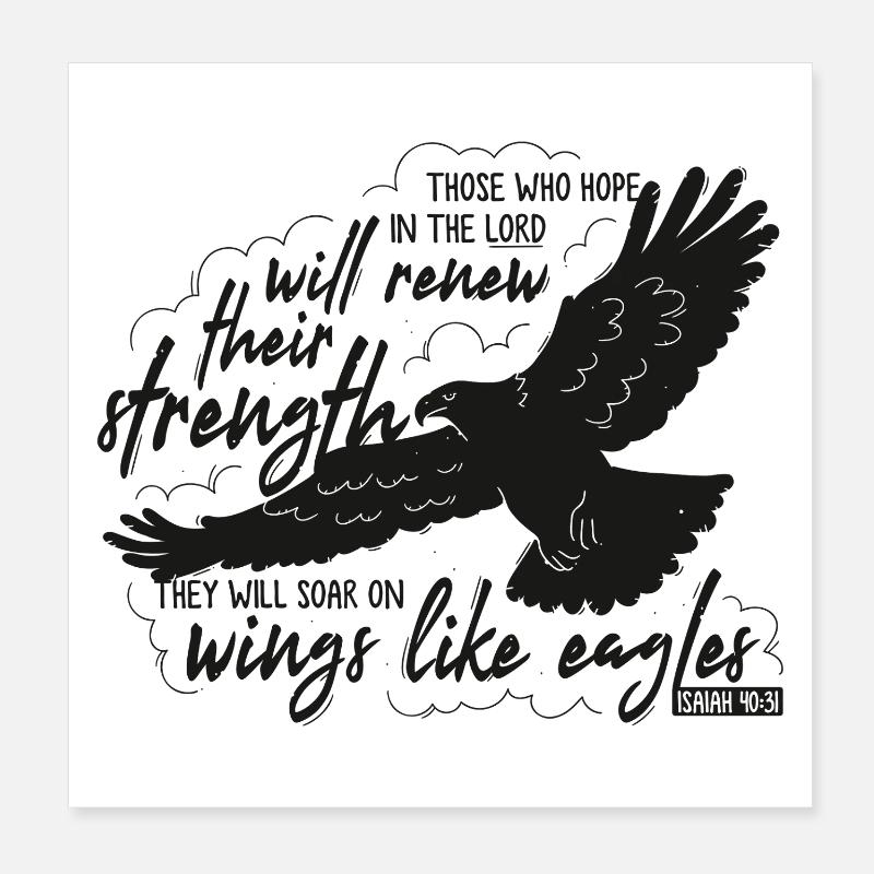 Isaïe 40 31 - planent sur leurs ailes comme des aigles Lettrage Poster 20 x 20 cm