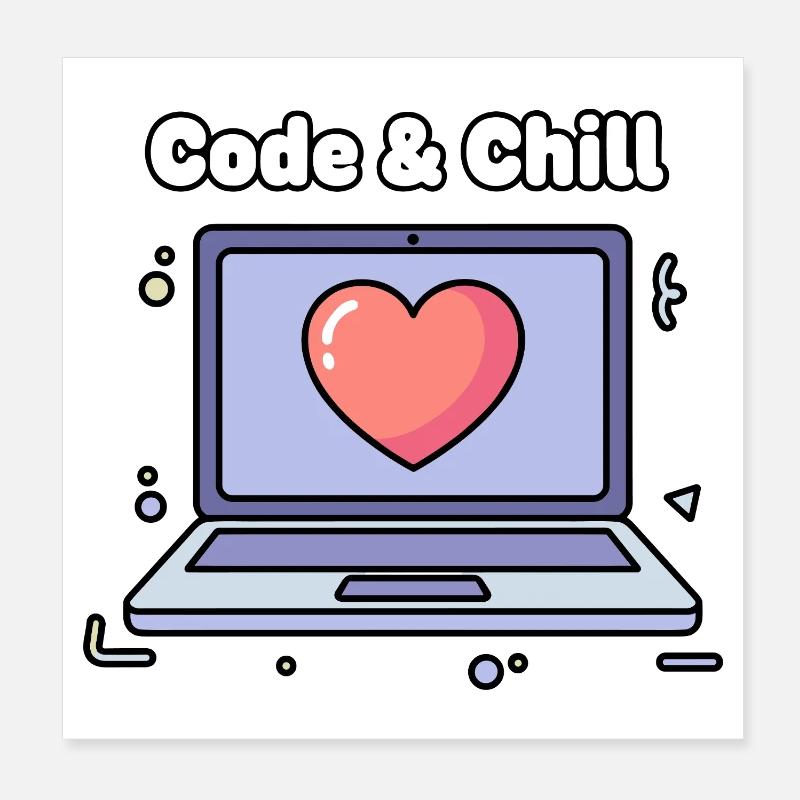Code & Chill Herz Laptop Poster 20x20 cm