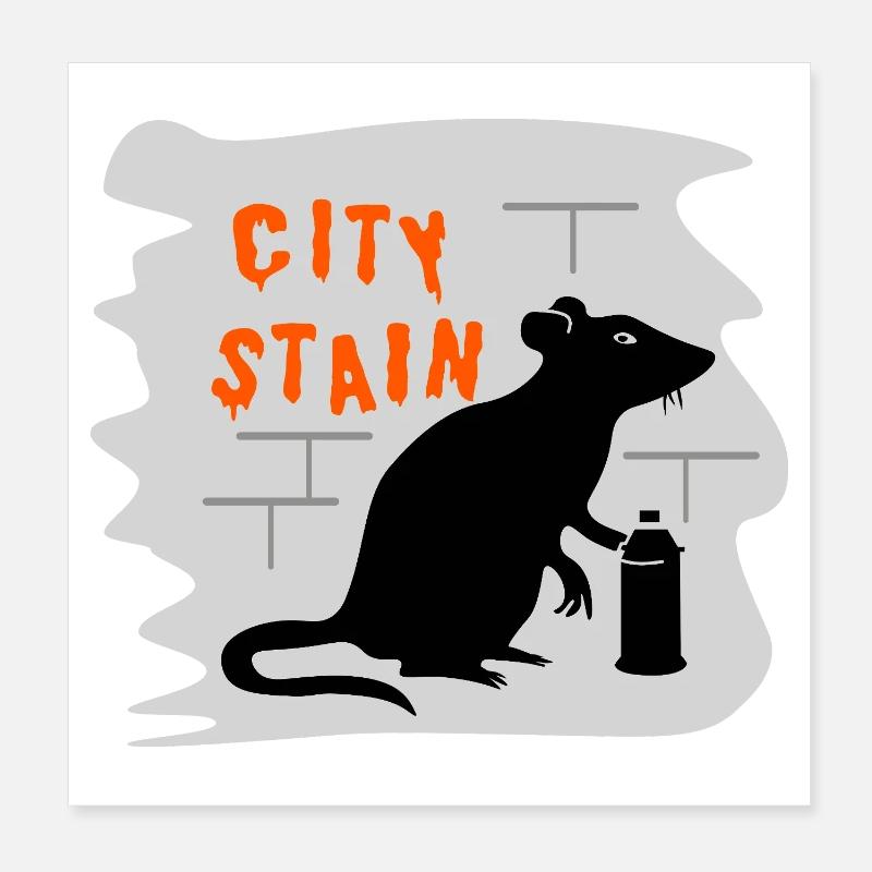 City Stain – Ratten-Graffiti Poster 20x20 cm