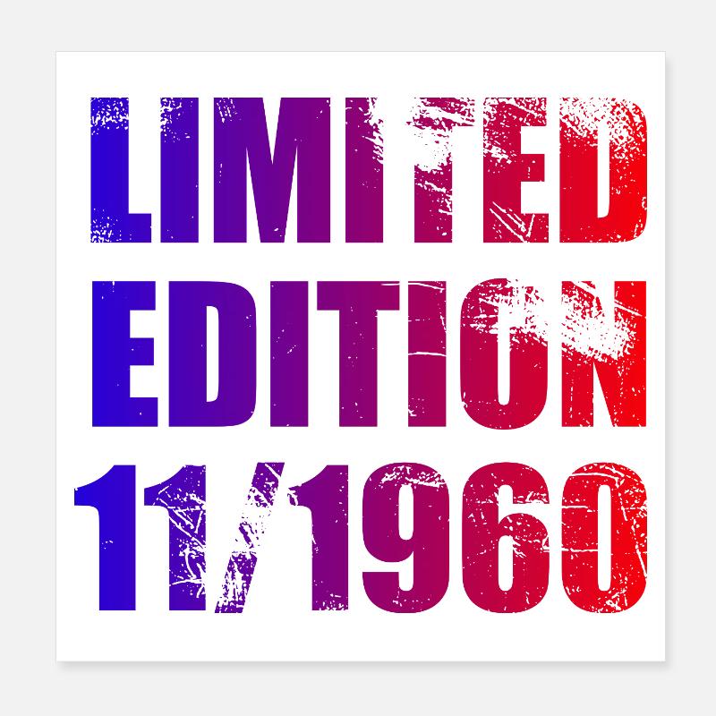 65th Birthday Limited Edition 11/1960 Poster 8" x 8" (20x20 cm)