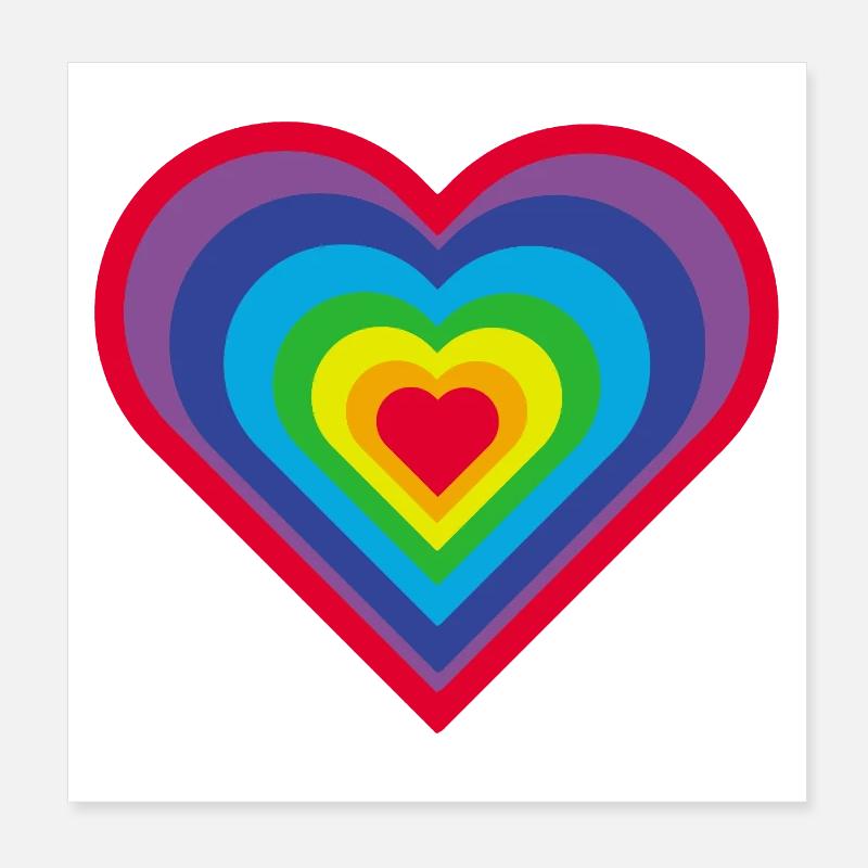 Regenbogen-Herz Poster 20x20 cm