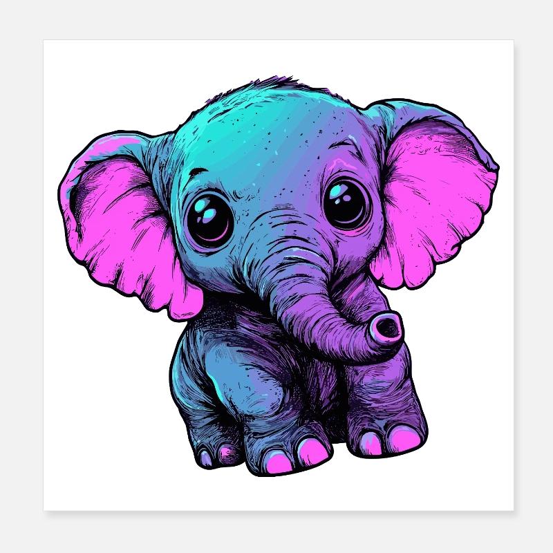 Neon Elefant Pop Art Farbenpracht Poster 20x20 cm