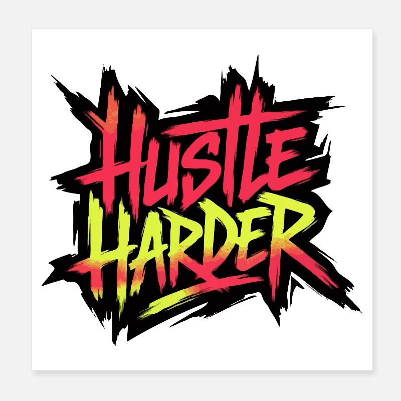 Hustle Neon Graffiti Poster 20 x 20 cm