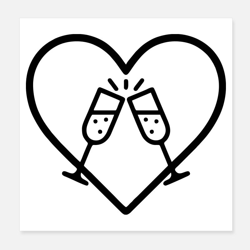 Funkelnde Brille Herz Blasen Cheers Geschenk Poster 20x20 cm