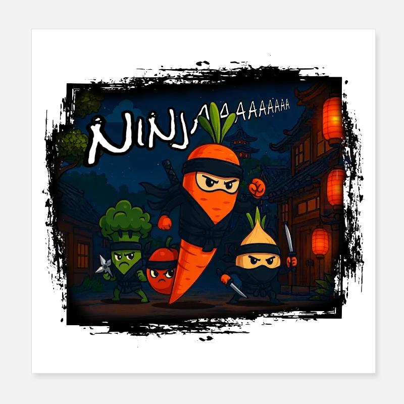 Carrot Ninja - Poster 8" x 8" (20x20 cm) - white