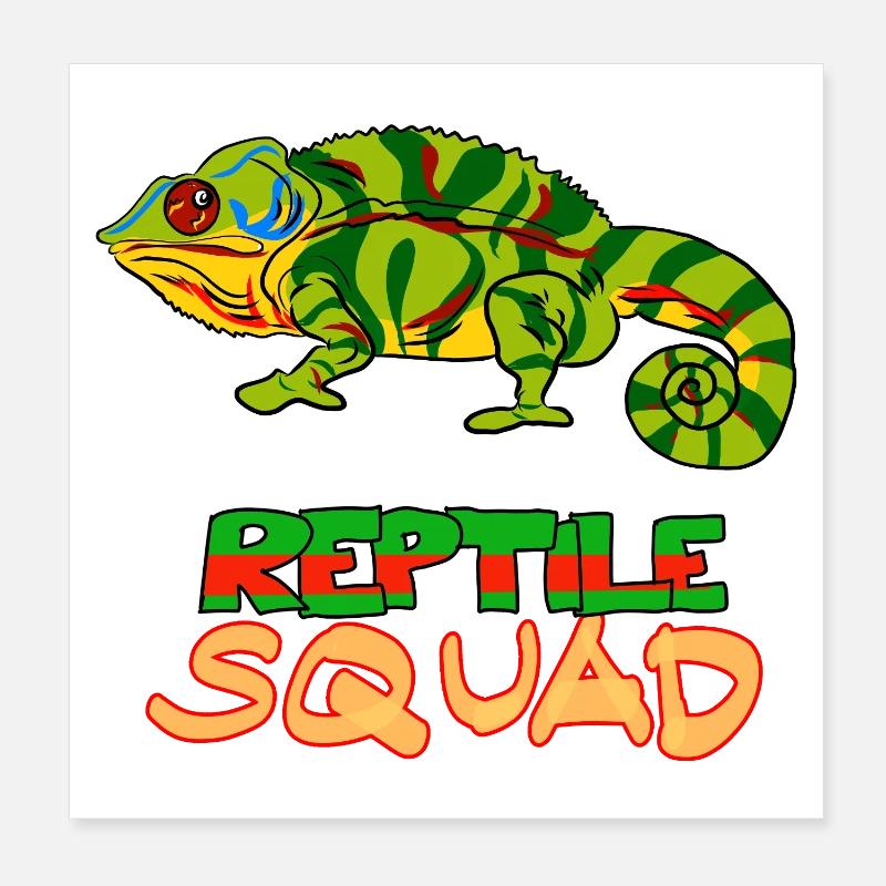 Reptile Squad Bunte Chamäleon-Kunst Poster 20x20 cm