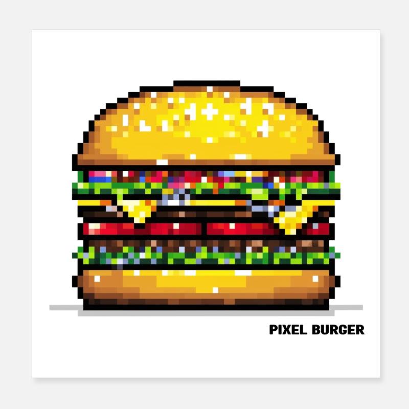 Pixel Hamburger Poster 20x20 cm