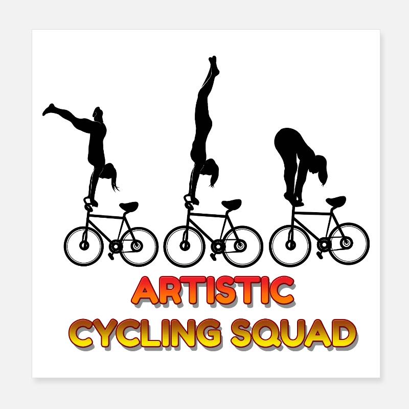 Cyclist Squad Acrobatic Stunt Riders Team Art Fun Poster 8" x 8" (20x20 cm)