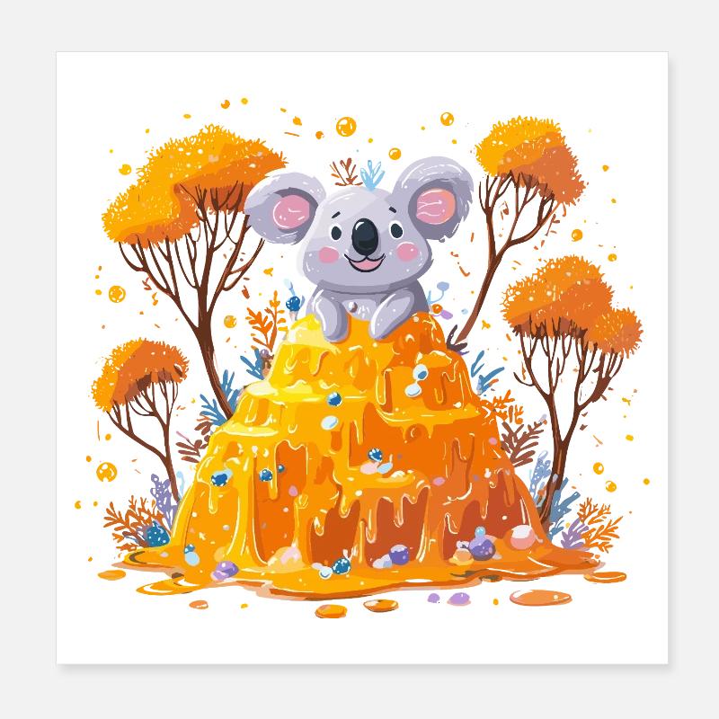 Koala sur la caillouse en automne Poster 20 x 20 cm