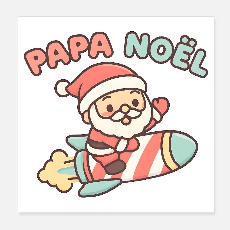 Der Weihnachtsmann in Retro Rocket Poster 20x20 cm