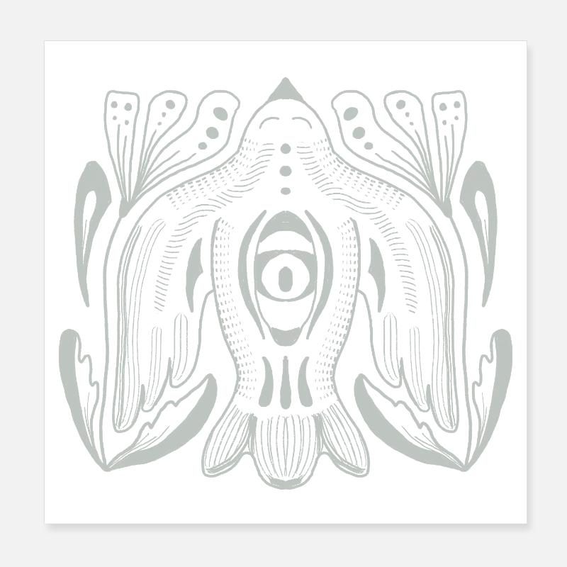 Mandala style eye with tentacle tendrils Poster 8" x 8" (20x20 cm)
