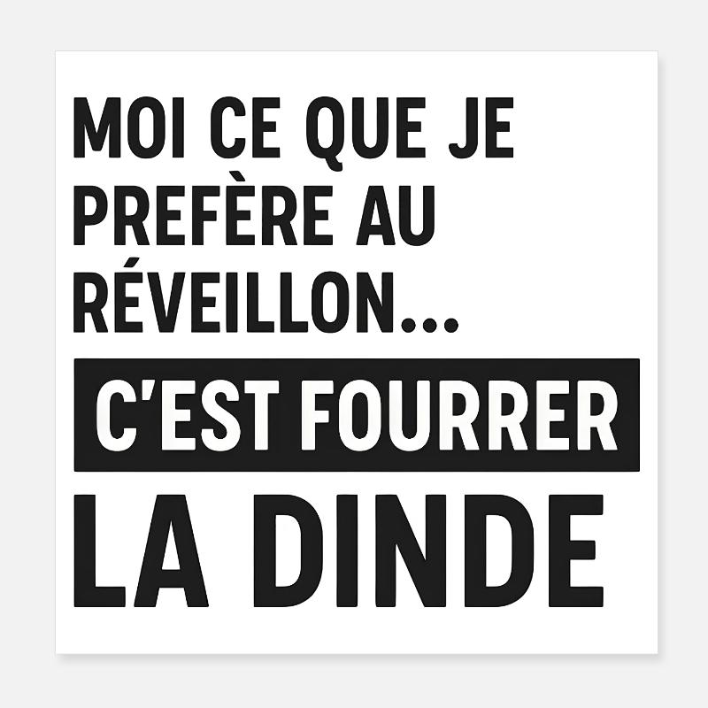 Réveillon Fourrer la Dinde Poster 20 x 20 cm