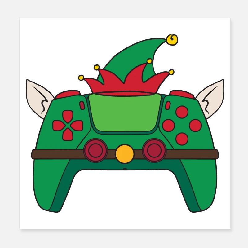 Elf Videospiel-Controller Weihnachts-Gamer-Elf Poster 20x20 cm