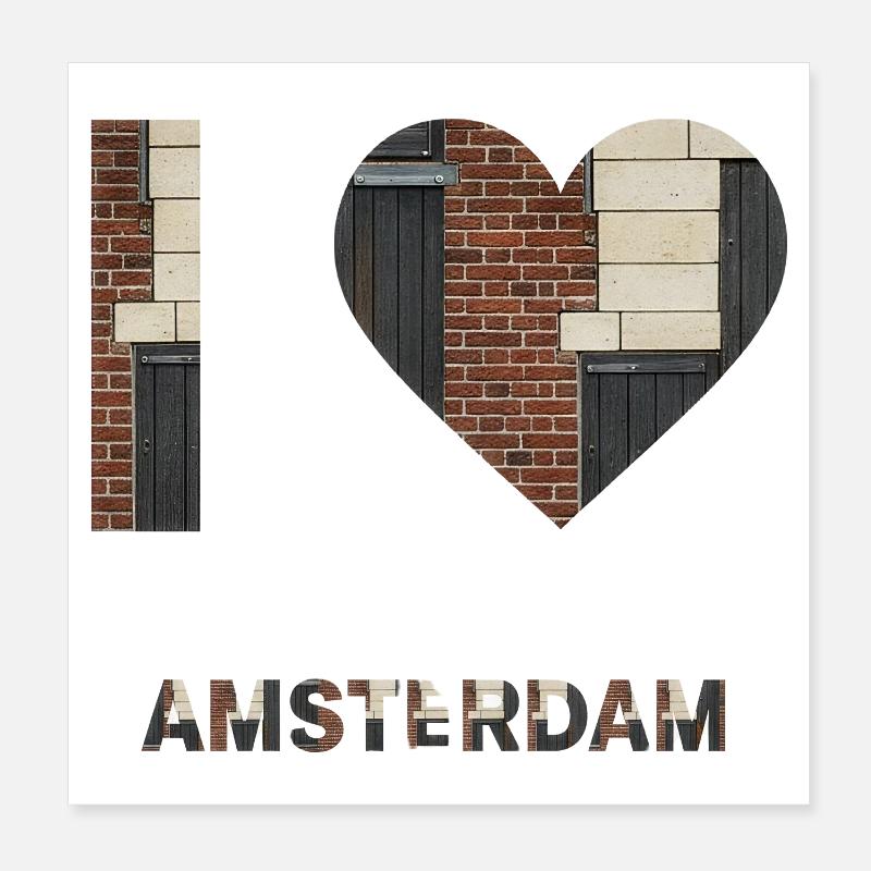 Amsterdam Brick Heart Emblem Tee Poster 20x20 cm