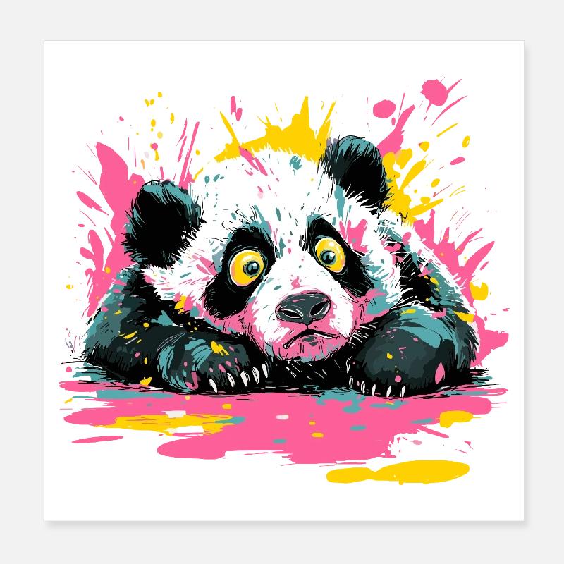 Panda Splash Peinture Pop Art Splash Poster 20 x 20 cm