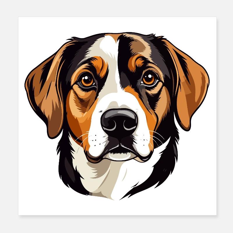 Beagle head vector illustration Poster 8" x 8" (20x20 cm)