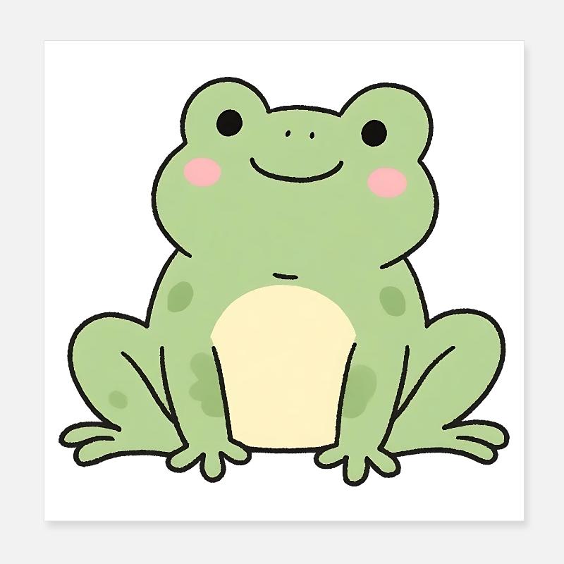 Cuddly Frog Green Charm Toad Frog Design Poster 8" x 8" (20x20 cm)