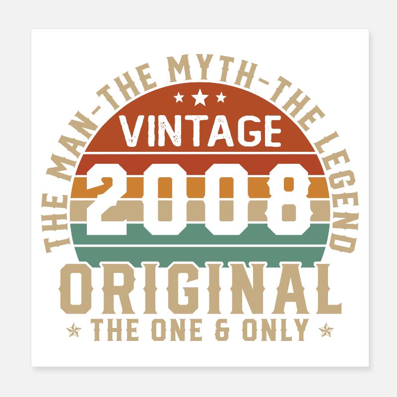 2008 Vintage Retro Geburtstagsgeschenk Poster 20x20 cm