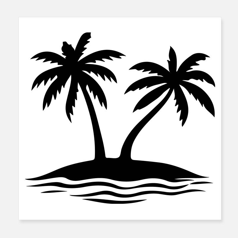 Île de la plage Palm Trees Poster 20 x 20 cm