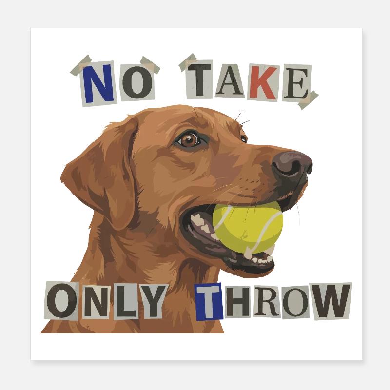 No Take Only Throw – Mème du chien labrador renard Poster 20 x 20 cm