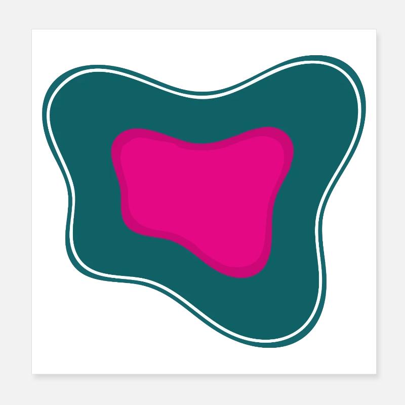 Pink abstraction on a teal background Poster 8" x 8" (20x20 cm)