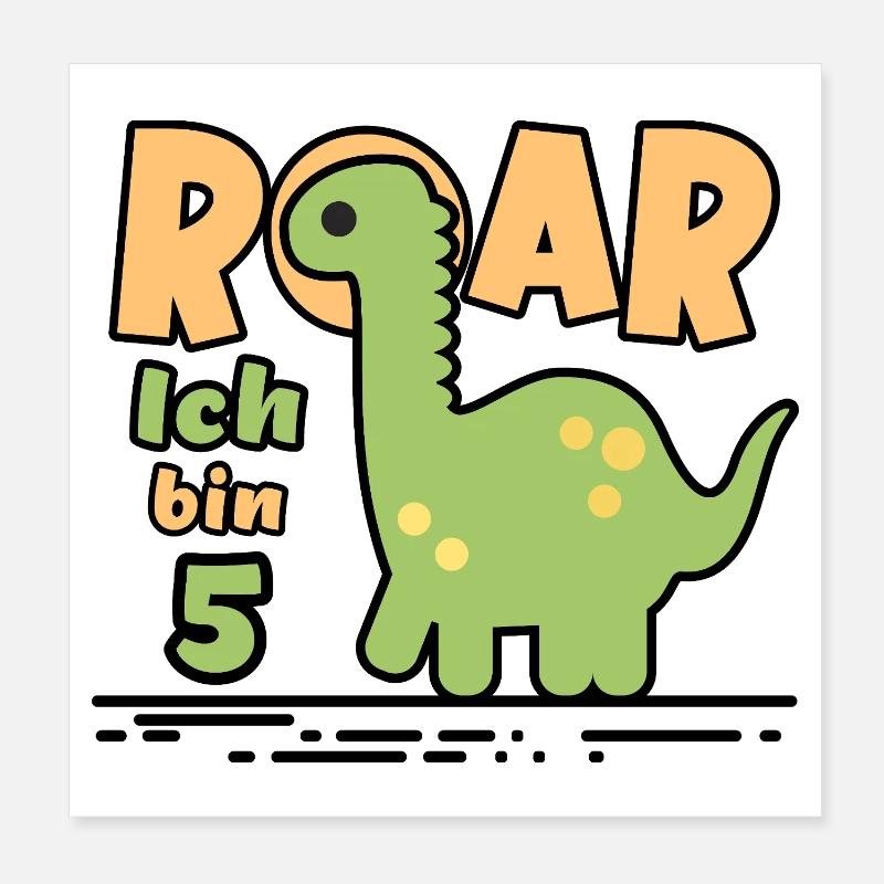 5. Geburtstag Dinosaurier Poster 20x20 cm