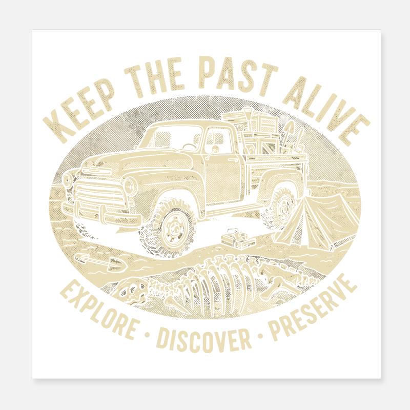 Oldtimer Truck Camping Erbe Poster 20x20 cm