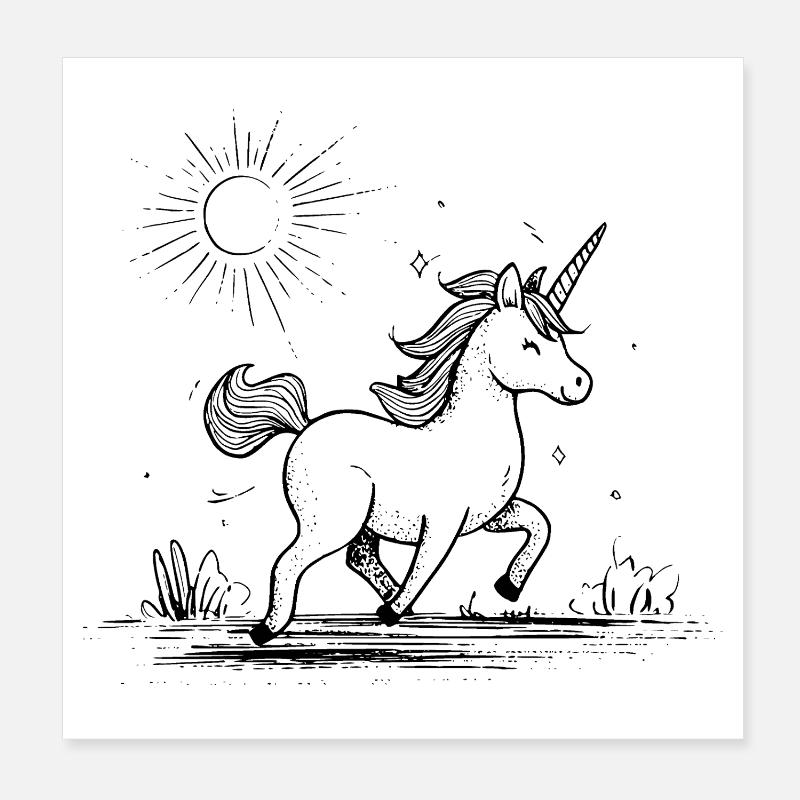 Licorne au soleil Poster 20 x 20 cm