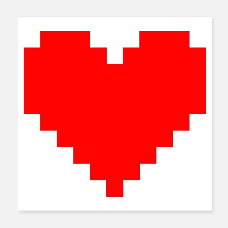 Pixel Red Heart Pixel Art Poster 20x20 cm