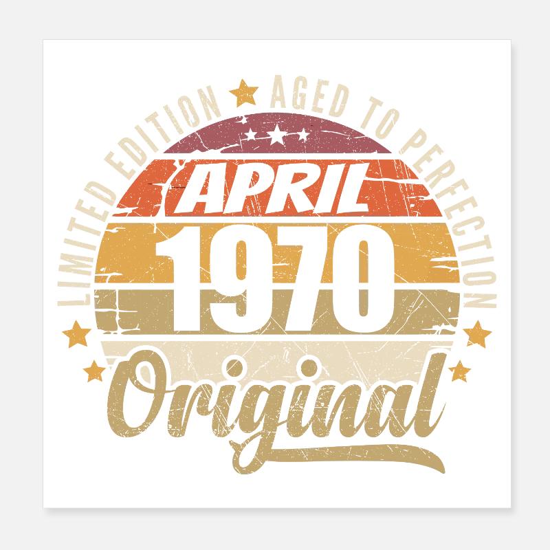 Cadeau D'anniversaire Avril 1970 Poster 20 x 20 cm