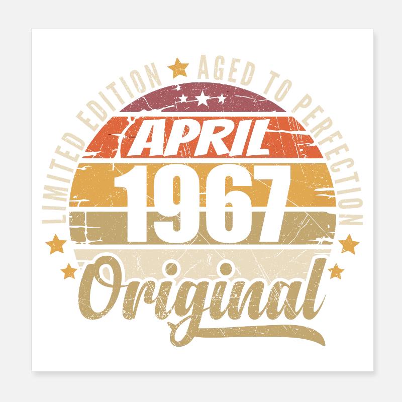 Cadeau D'anniversaire Avril 1967 Poster 20 x 20 cm