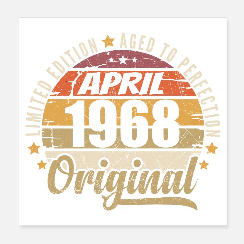 Cadeau D'anniversaire Avril 1968 Poster 20 x 20 cm