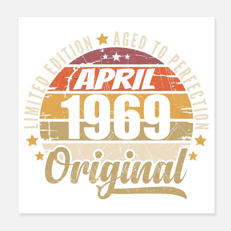 Geburtstagsgeschenk April 1969 Poster 20x20 cm