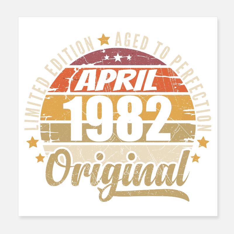 April 1982 Geburtstagsgeschenk Poster 20x20 cm