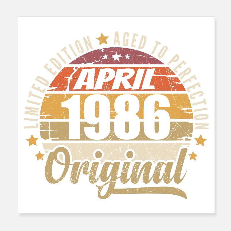 Cadeau D'anniversaire Avril 1986 - Poster 20 x 20 cm - blanc