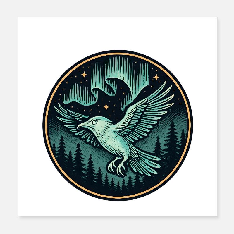 Nighthawk Forest Emblem Poster 8" x 8" (20x20 cm)