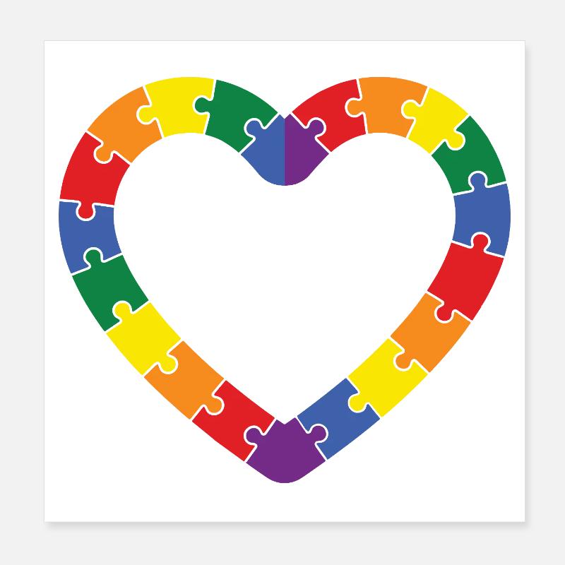 Conception de cœurs d’un puzzle pour l’autisme Poster 20 x 20 cm