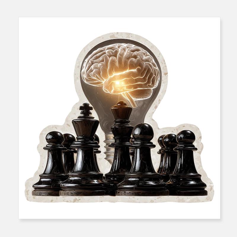 Funny Chess Saying My Brain Plays Chess Poster 8" x 8" (20x20 cm)