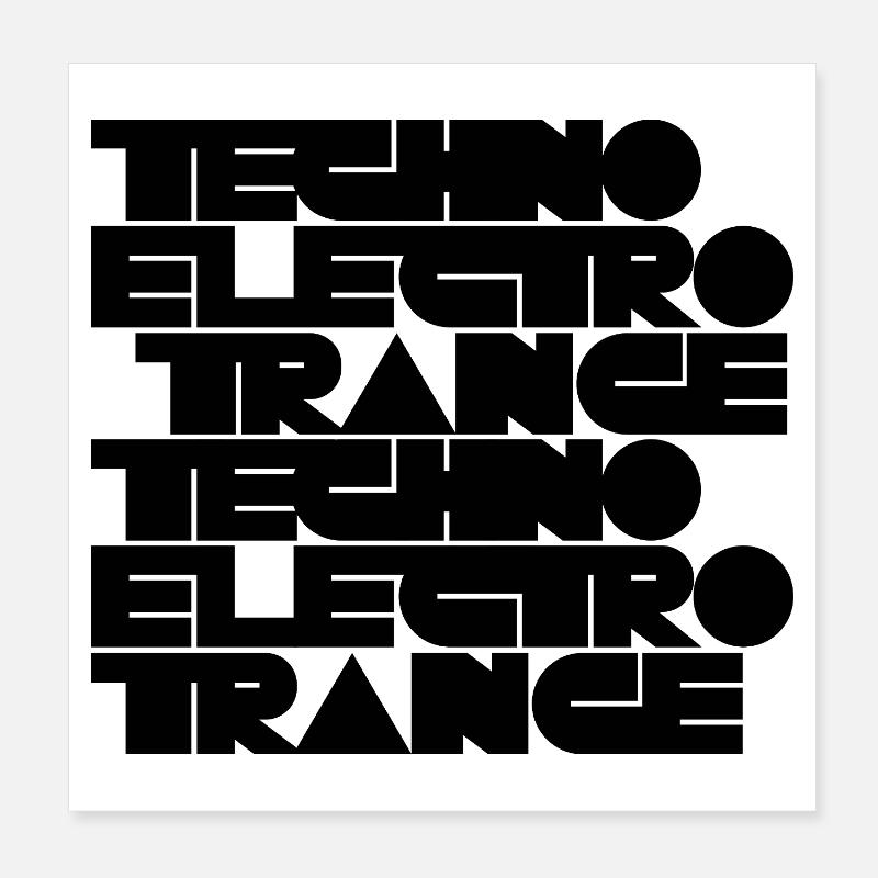 Techno Electro Trance Musik Poster 20x20 cm