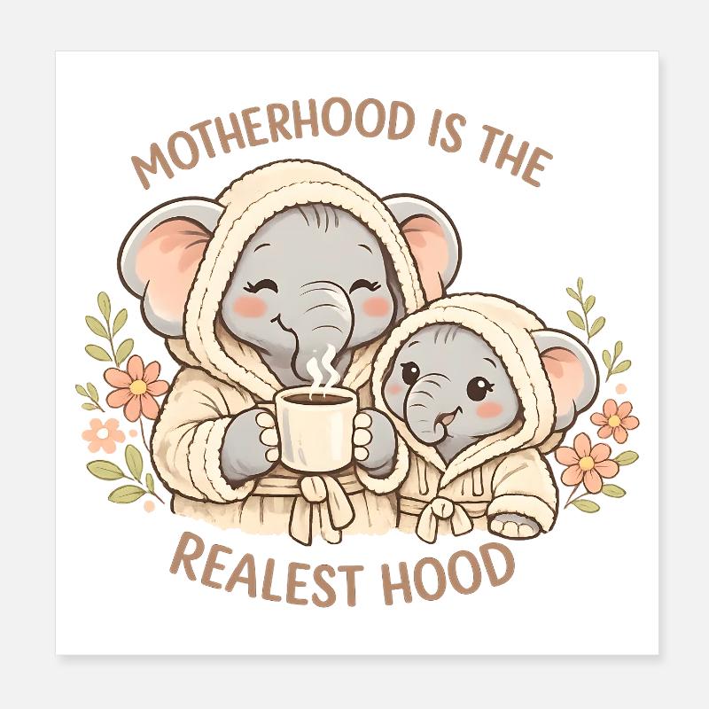 Lustiges Mama-Elefantenhemd, florales Muttertagsgeschenk Poster 20x20 cm