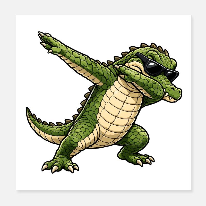 Tamponnement du crocodile Poster 20 x 20 cm