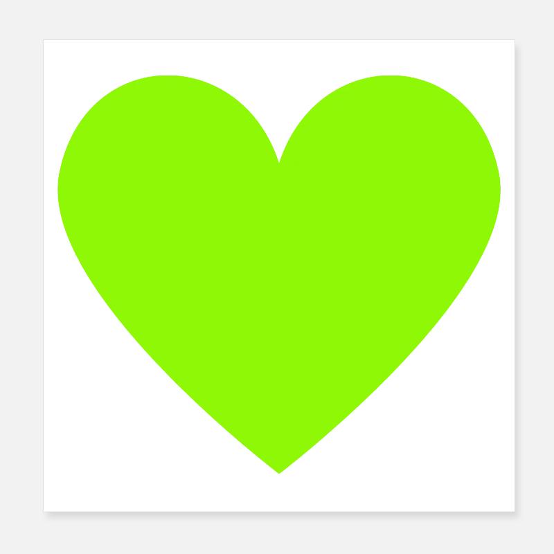 Vert Cœur Néon Rétro Poster 20 x 20 cm