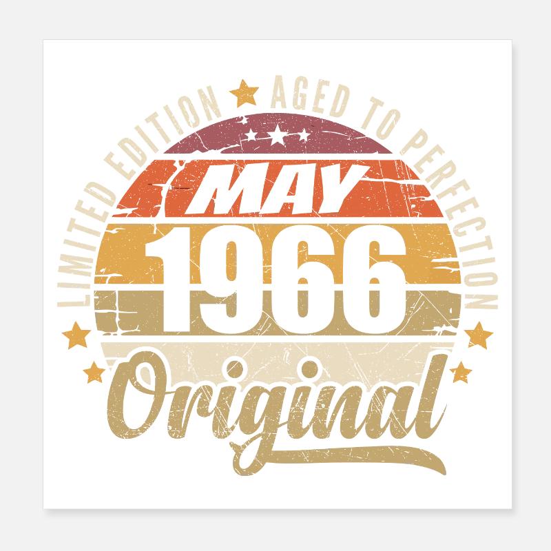 Design Vintage Mai 1966 Édition Limitée Mai 1966 Poster 20 x 20 cm