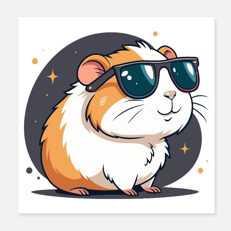 Cool hamster with dark glasses Poster 8" x 8" (20x20 cm)