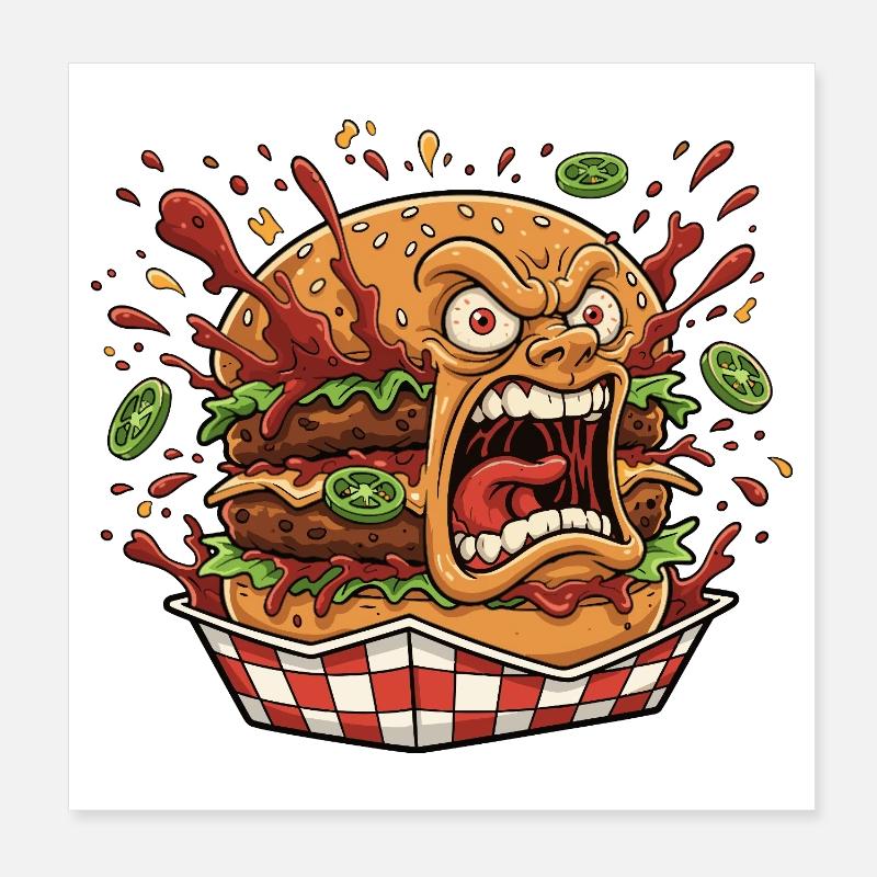 Angry Burger Splash Poster 8" x 8" (20x20 cm)