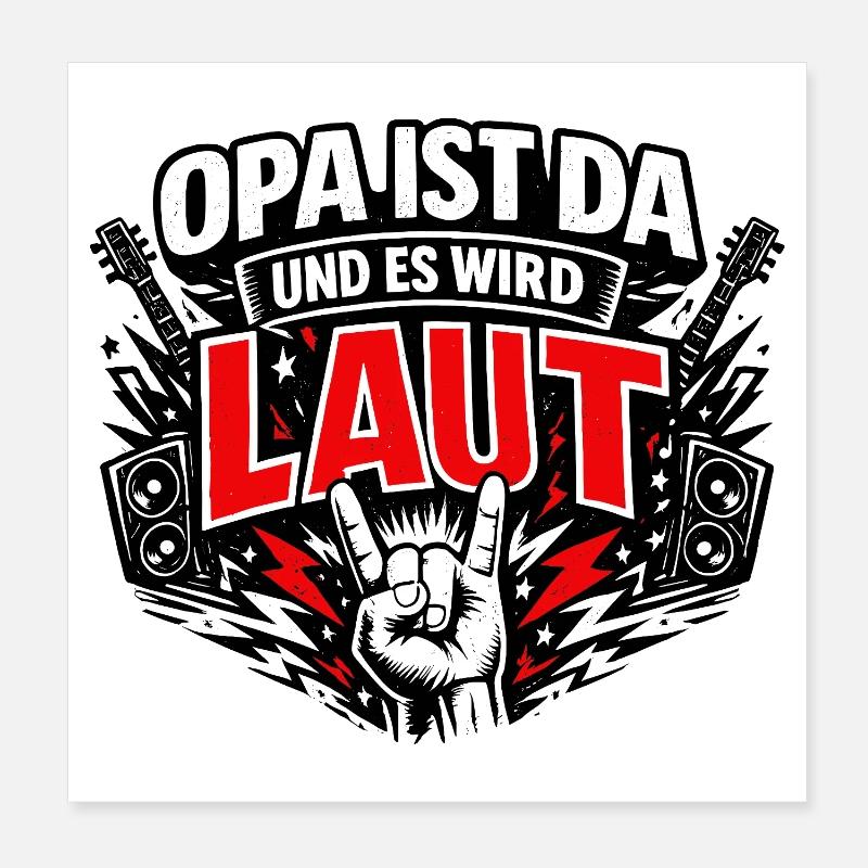 Opa ist da und es wird laut im Rock Style Poster 20x20 cm